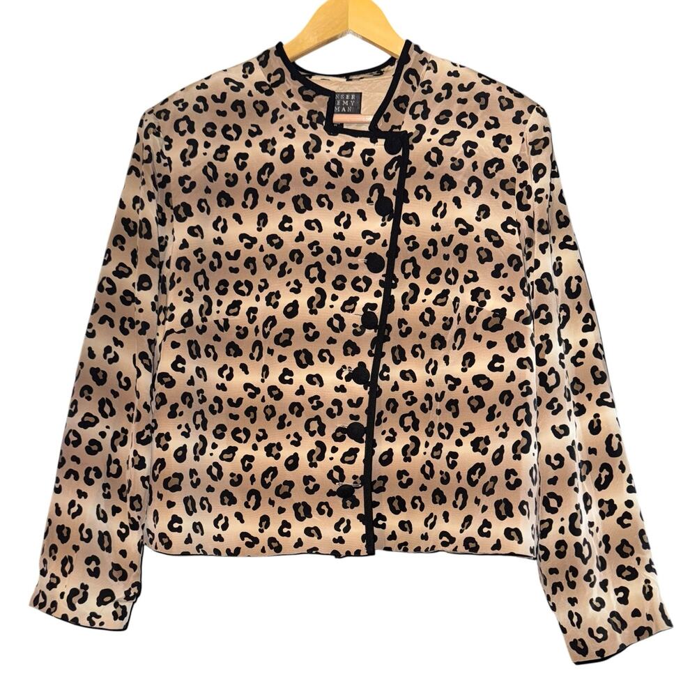 Spenser Jeremy 100 % Silk Cheetah Print Jacket Women's Size 20 Old Money Luxury